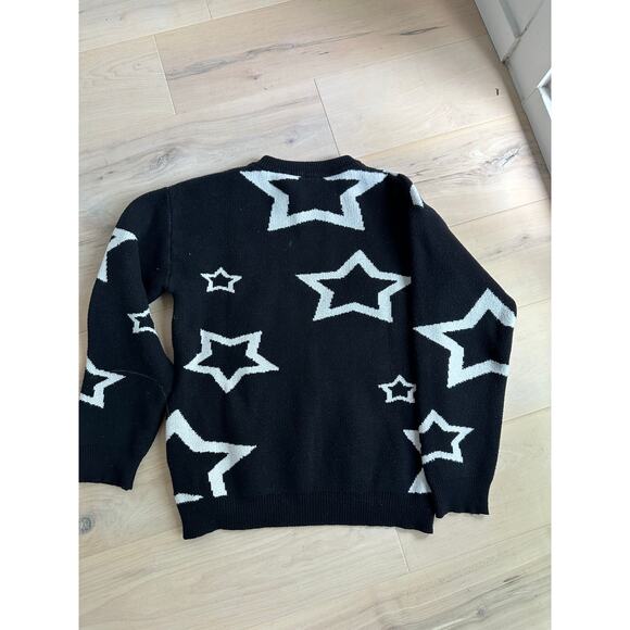 Unisex Graphic Print Star Sweater Size Small Chunky Knit Whimsy Goth - Picture 2 of 3